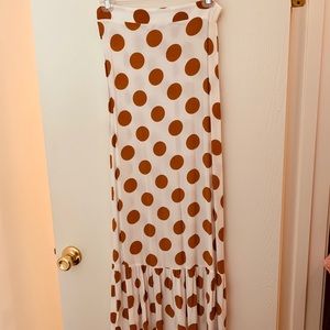 Long skirt White and Medium Brown Circles